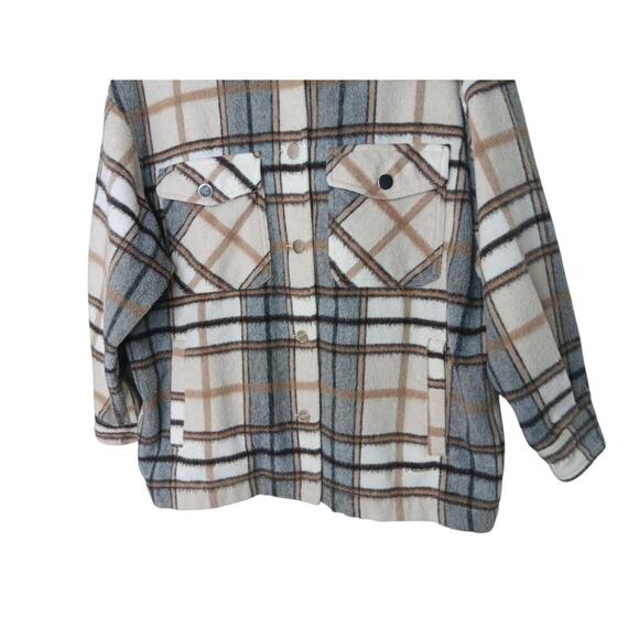 Zara Plaid Shirt Jacket Shacket Oversized Long Sleeve Button Up Womens - Picture 3 of 11